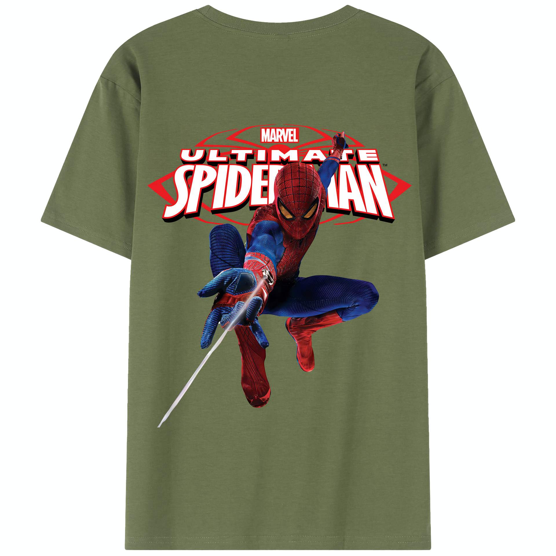 （画像用） Spider Man スパイダーマン 綿100％半袖Tシャツ（背面プリント）